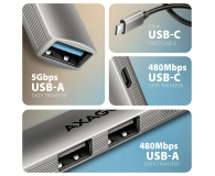 Axagon HUE-STC ALU STRIP USB-C 4 port hub - 1485469 - zdjęcie 2